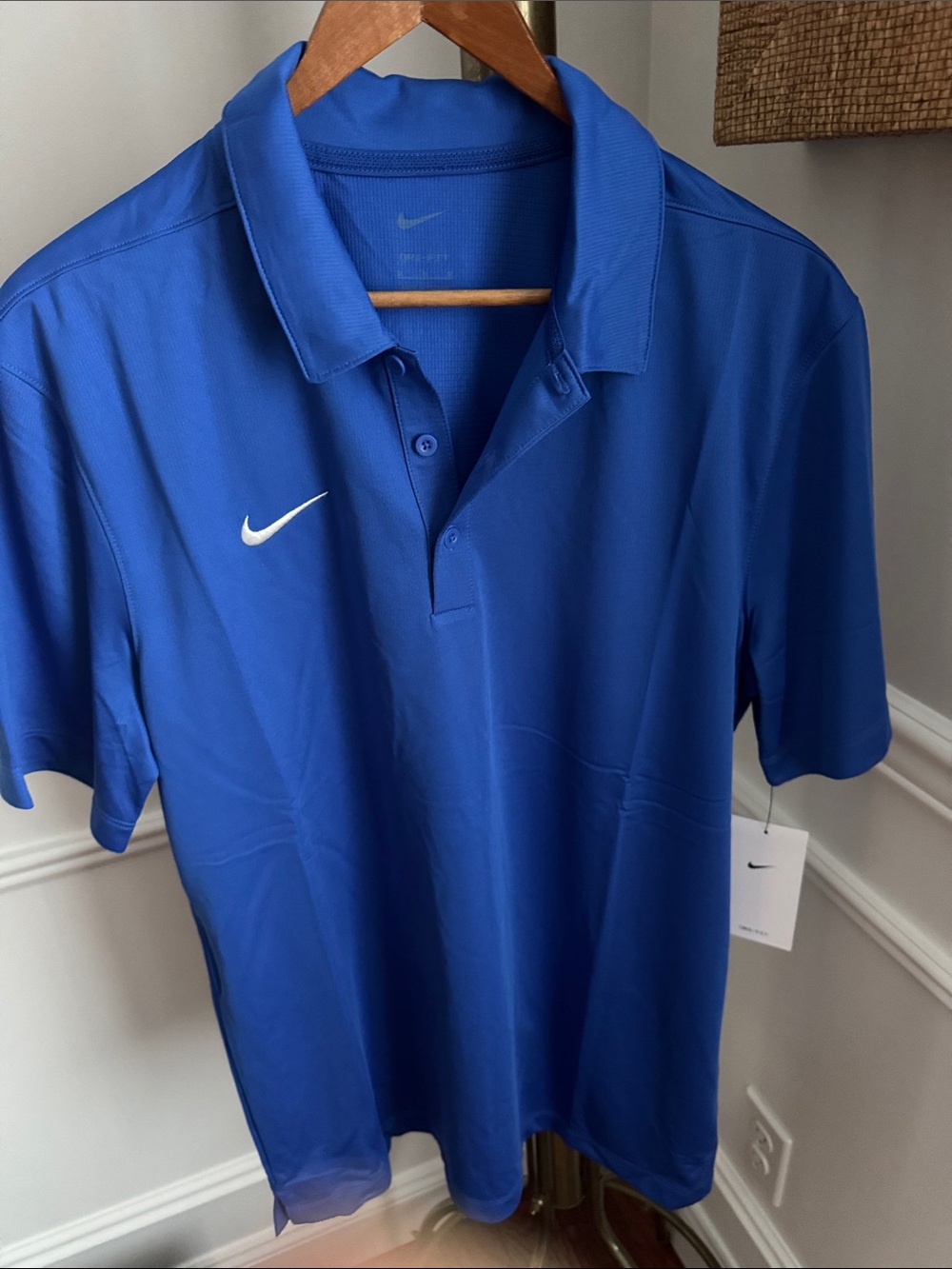 Nike Men’s Blue Performance Polo with White Swoosh